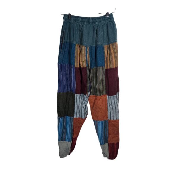 Kathmandu Imports Nepal Patchwork Harem Pants Elastic Hippie Medium Jogger Boho - Picture 6 of 7